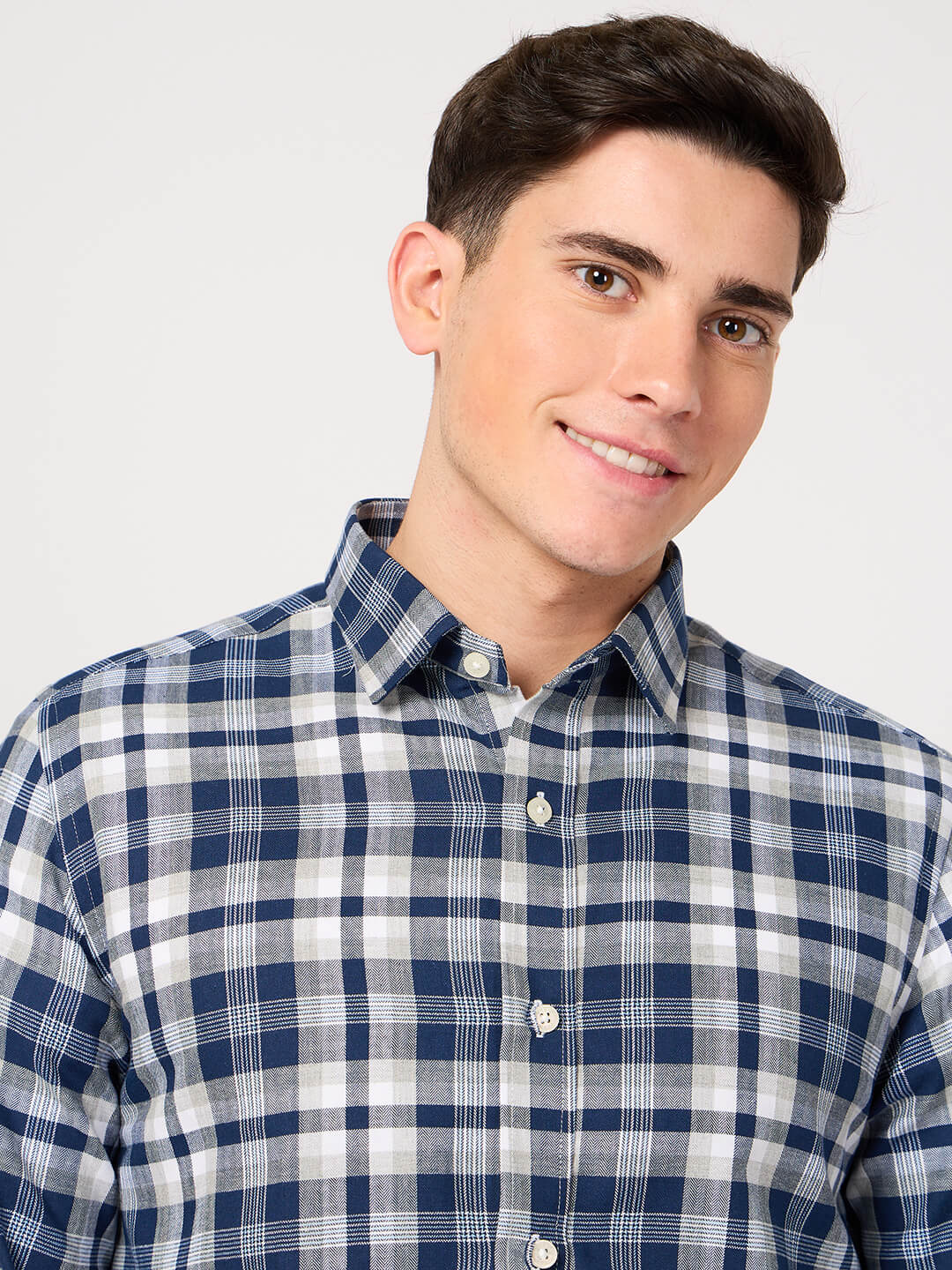 blue check check shirt for men
