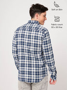 blue white check shirt for men