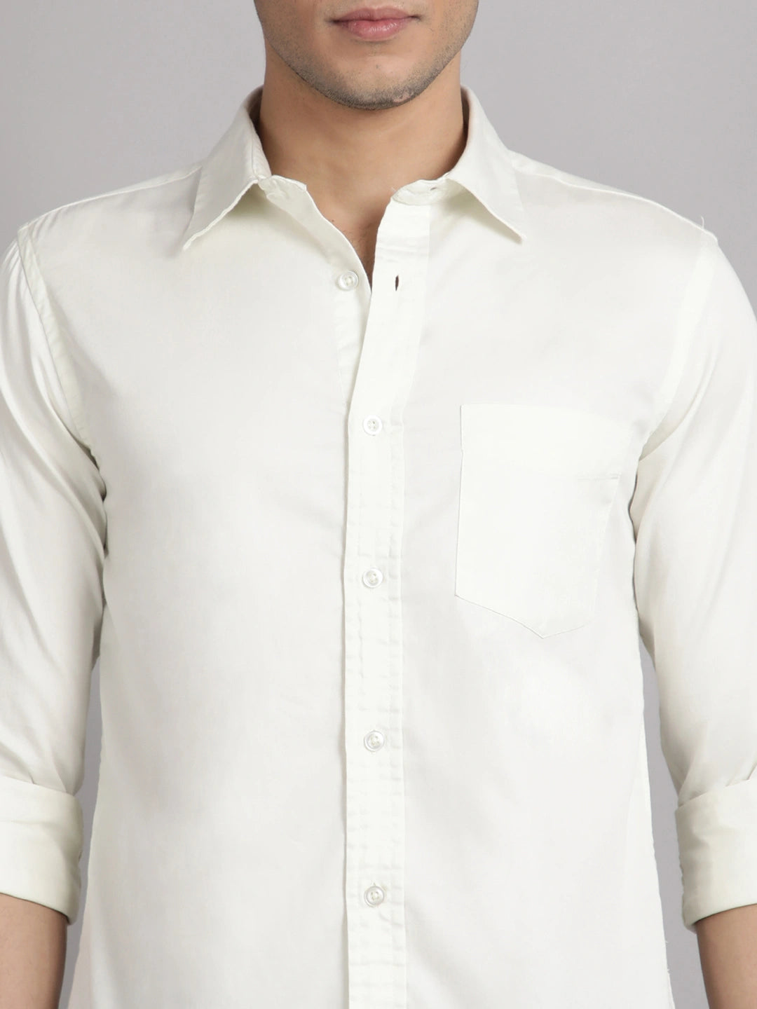 solid white satin shirt