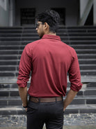 men's solid wine shirt